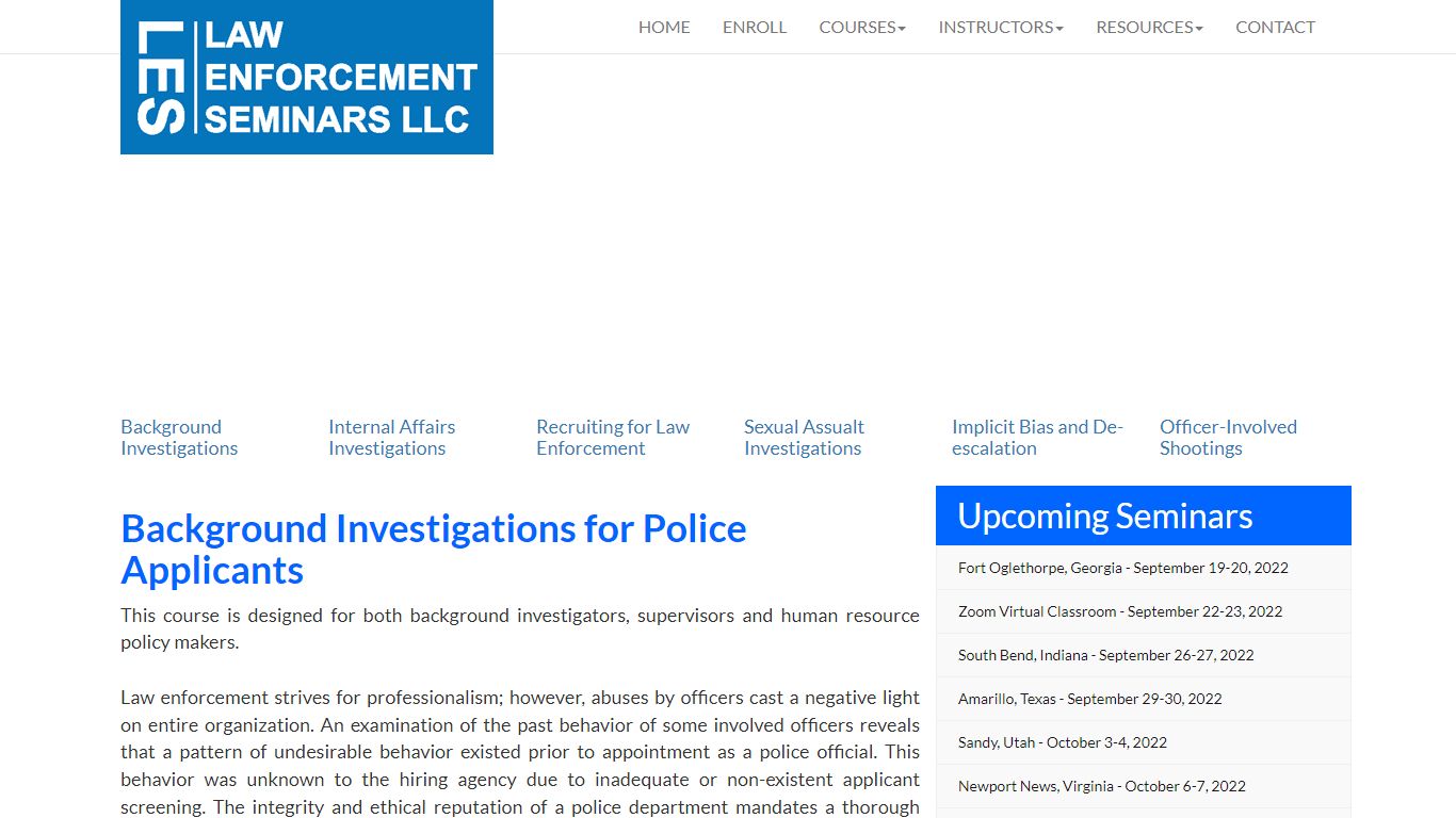 Background Investigations for Police Applicants - Law Enforcement Seminars